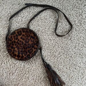 Patricia Nash Round Leopard Calf Hair Leather Crossbody Bag
